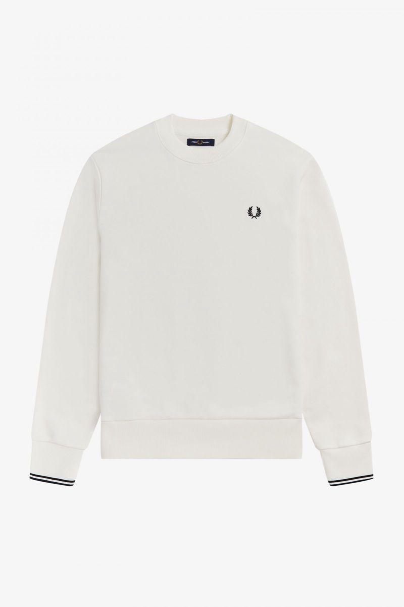 White Fred Perry Crew Neck Men's Sweatshirts | PH 1575QMAZ